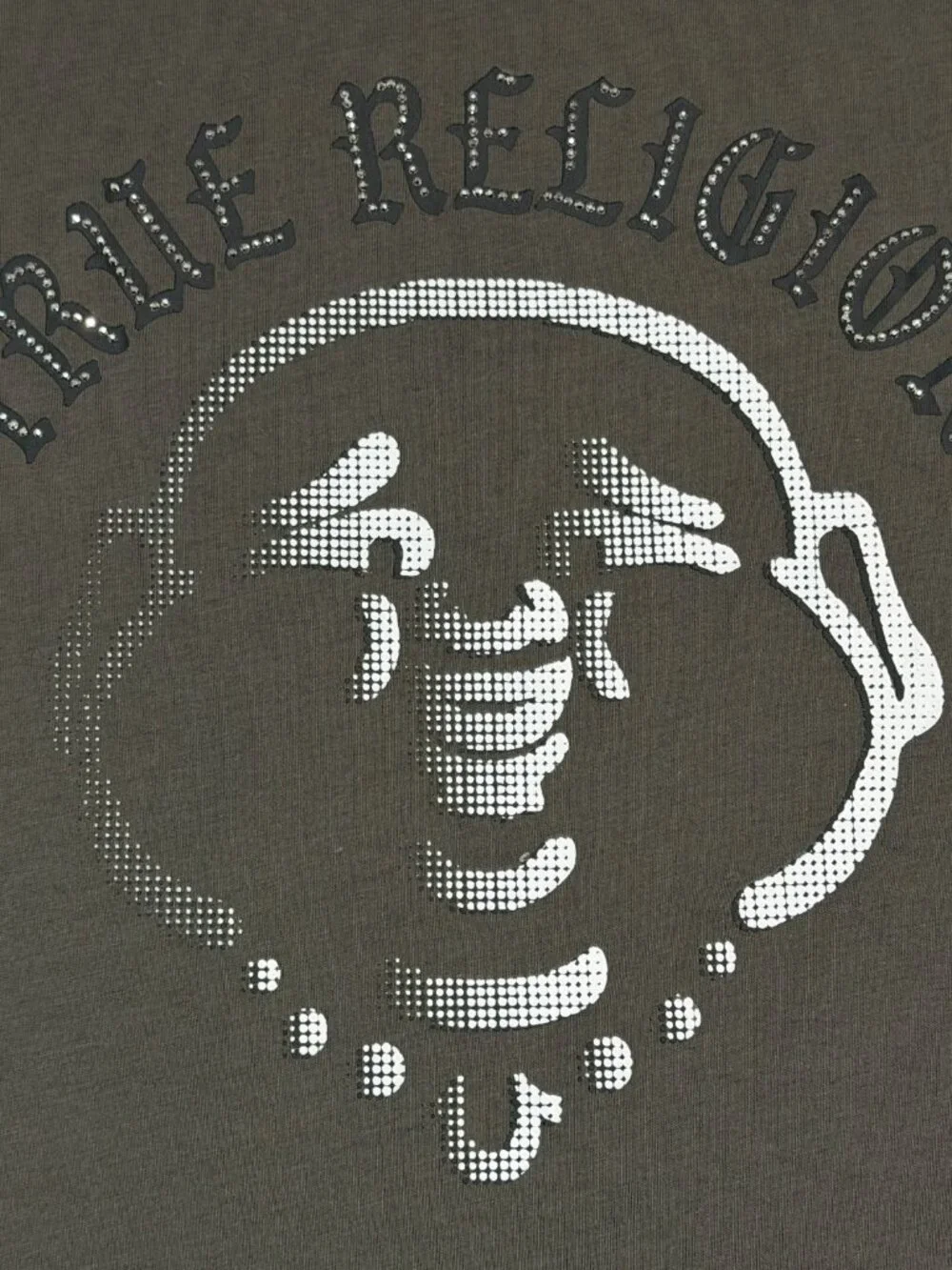 True Religion Studded Buddha Tee T-Shirt Men's Medium M Charcoal Gray Cotton NWT